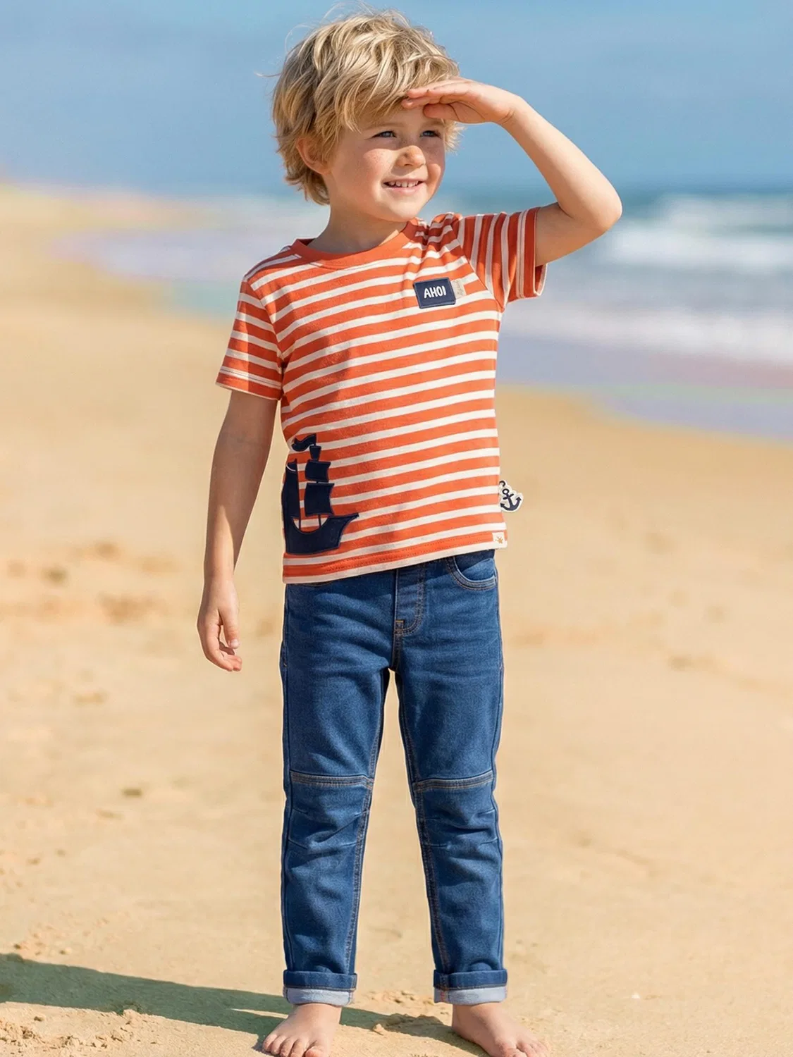 Футболка Sigikid T-Shirt Ahoi Little Pirate красного цвета — фото 2