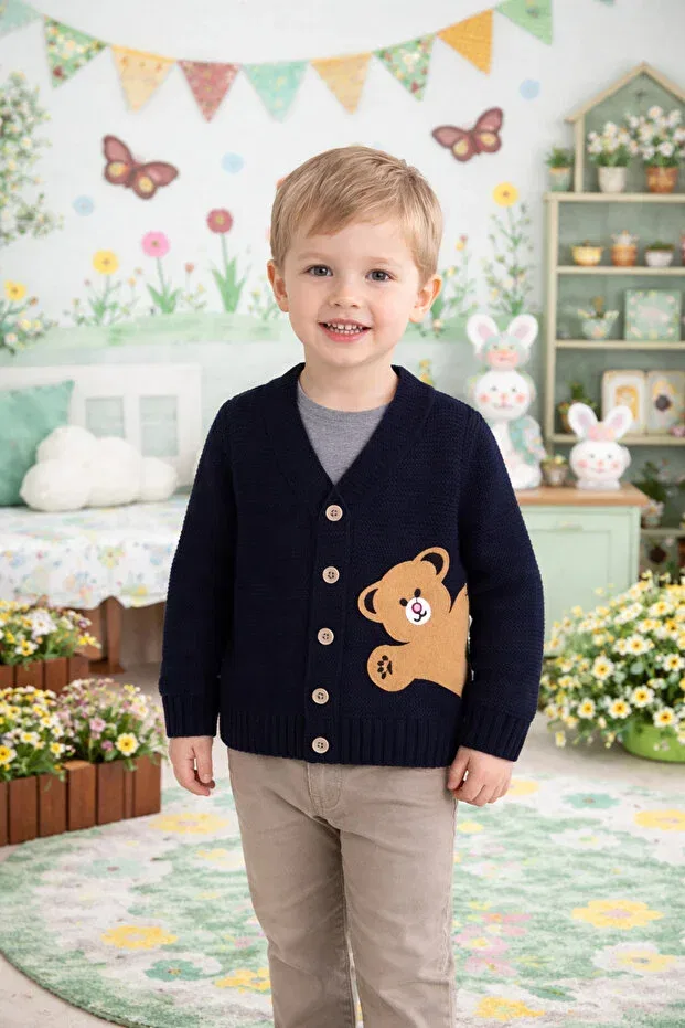 Детский кардиган с принтом Tinitins, Navy Blue