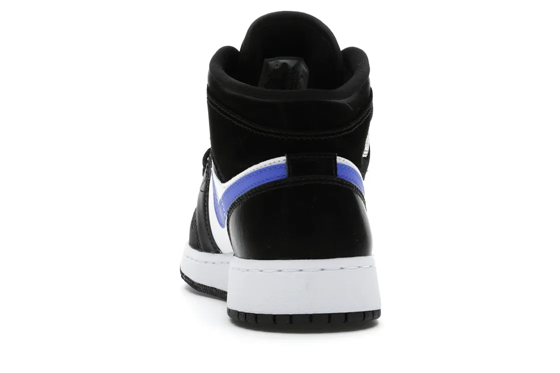 Детские кроссовки для мальчиков с кожаными накладками Jordan 1 Mid Jordan, Black/Racer Blue-White — фото 4
