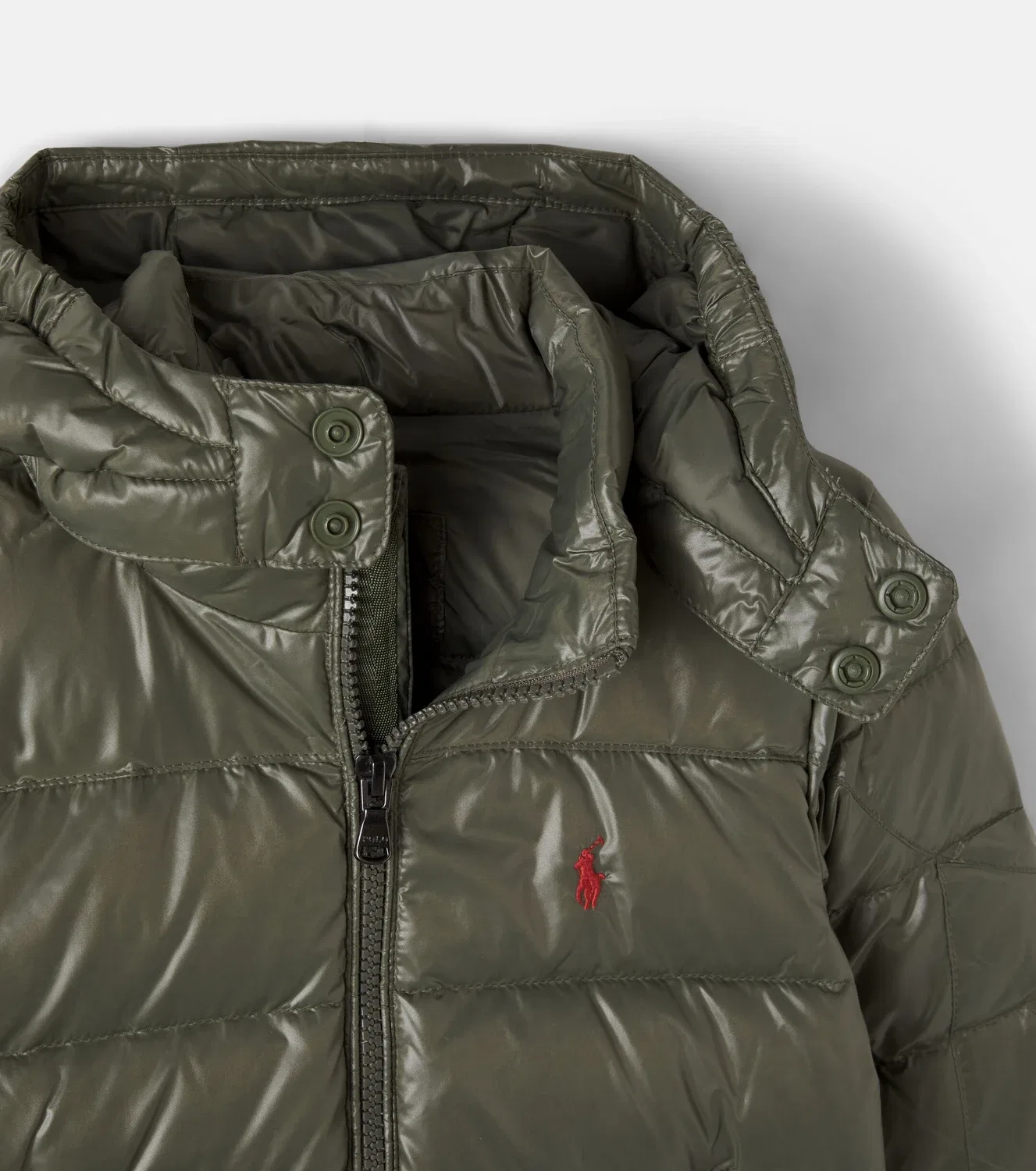 Пуховик с капюшоном Cruise Olive Polo Ralph Lauren Kids, зеленый — фото 3
