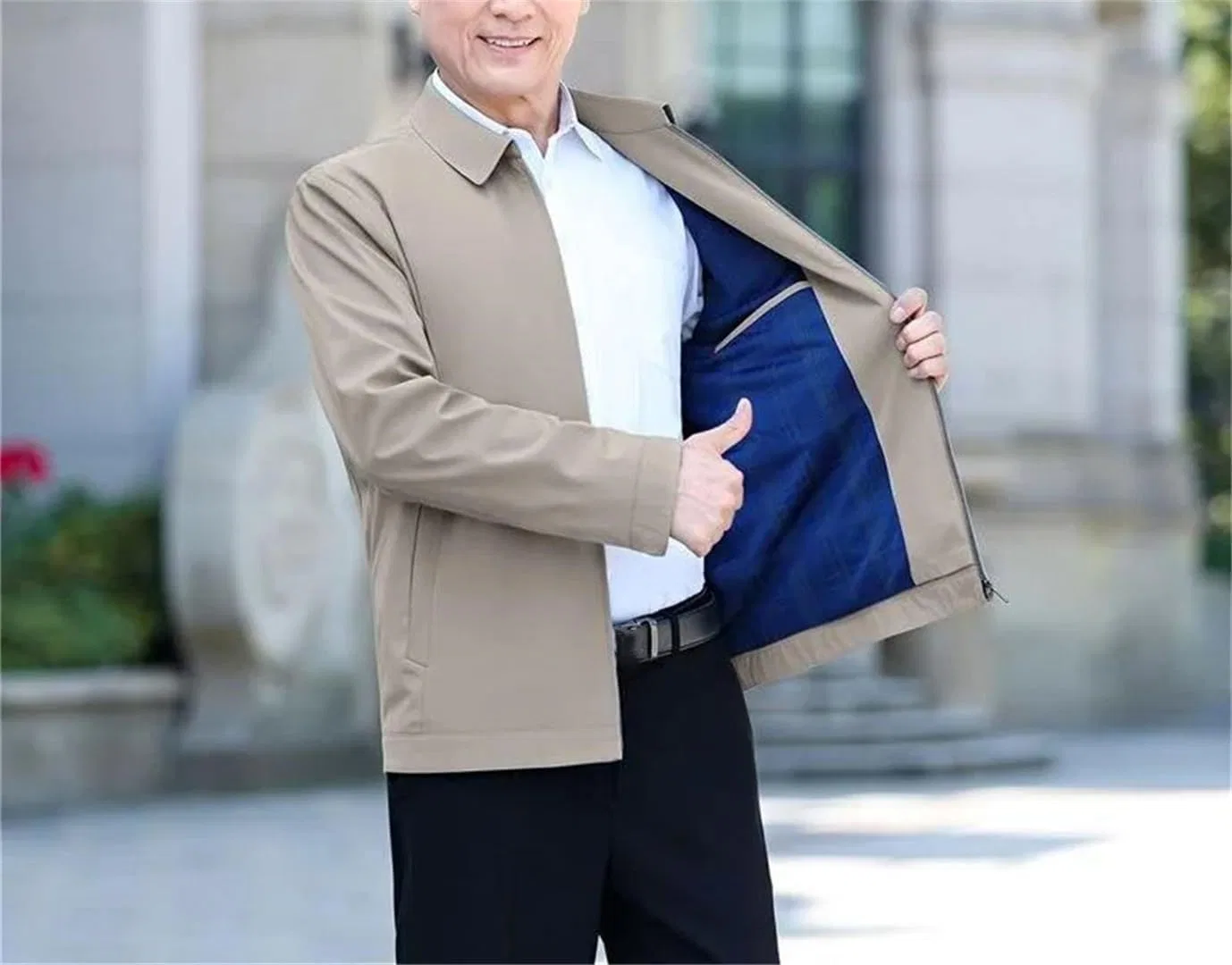 Мужское пальто с воротником-стойкой, модель Thin Lapel Jacket, чёрный — фото 3