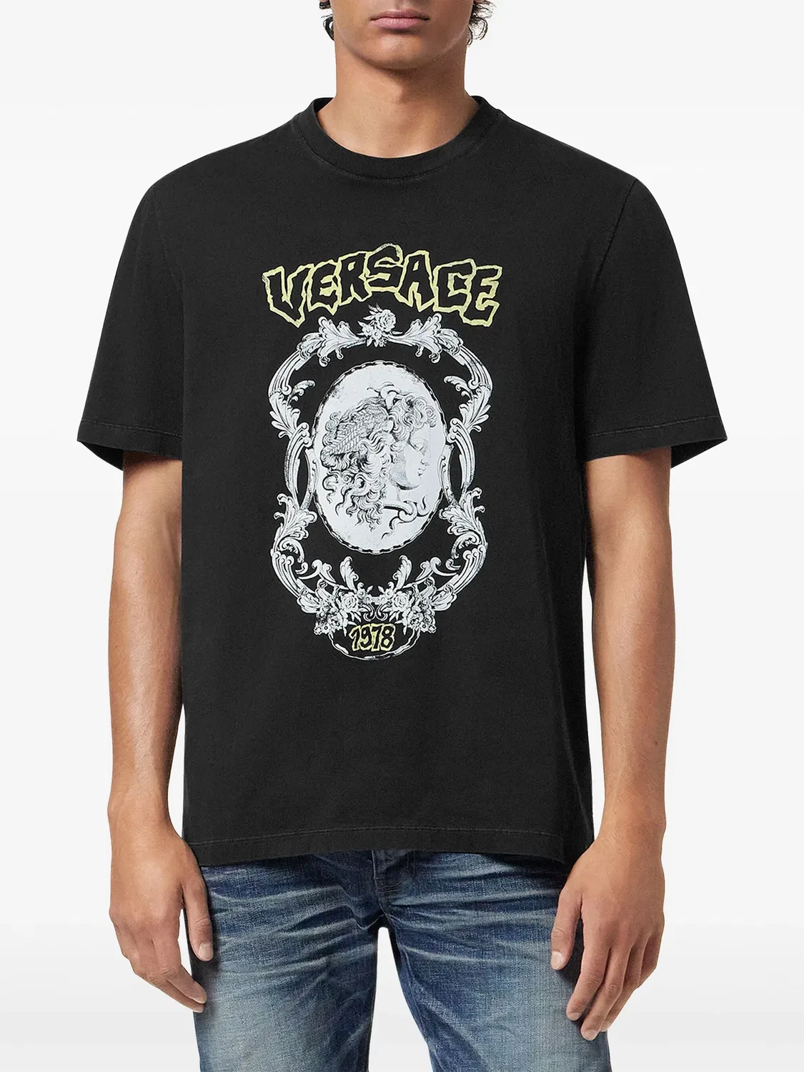 Футболка с печатью логотипа Versace, черный — фото 4