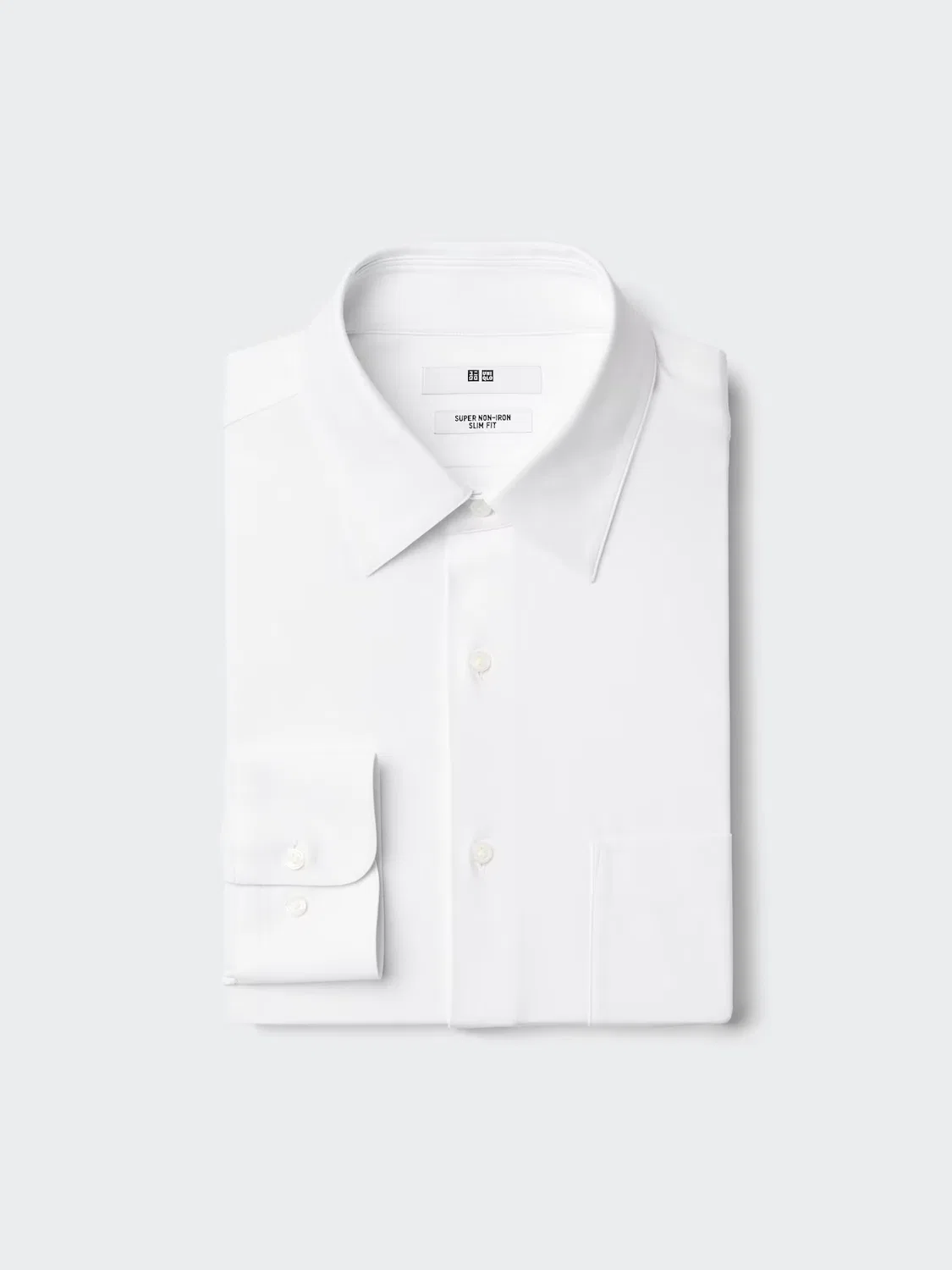 Рубашка Uniqlo, приталенная, эластичная, белая