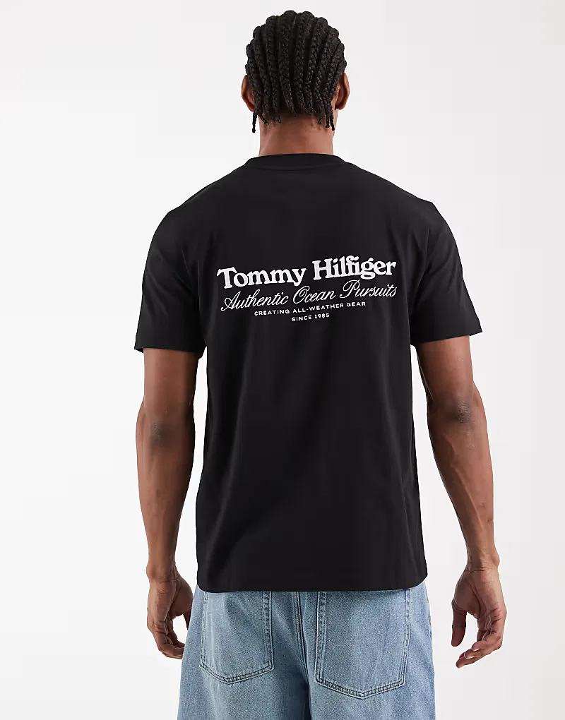 Футболка Tommy Hilfiger с морским принтом на спине, черный — фото 3