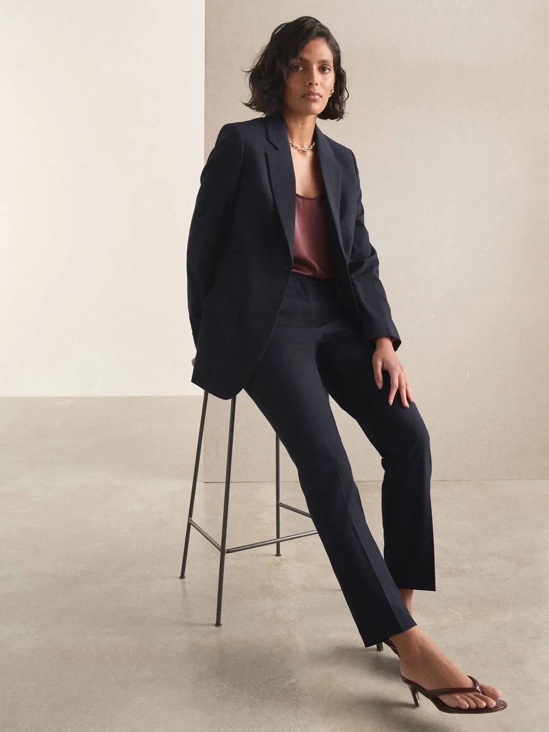 Жакет однобортный приталенный, шерстяная смесь, Navy Blue Next — фото 3