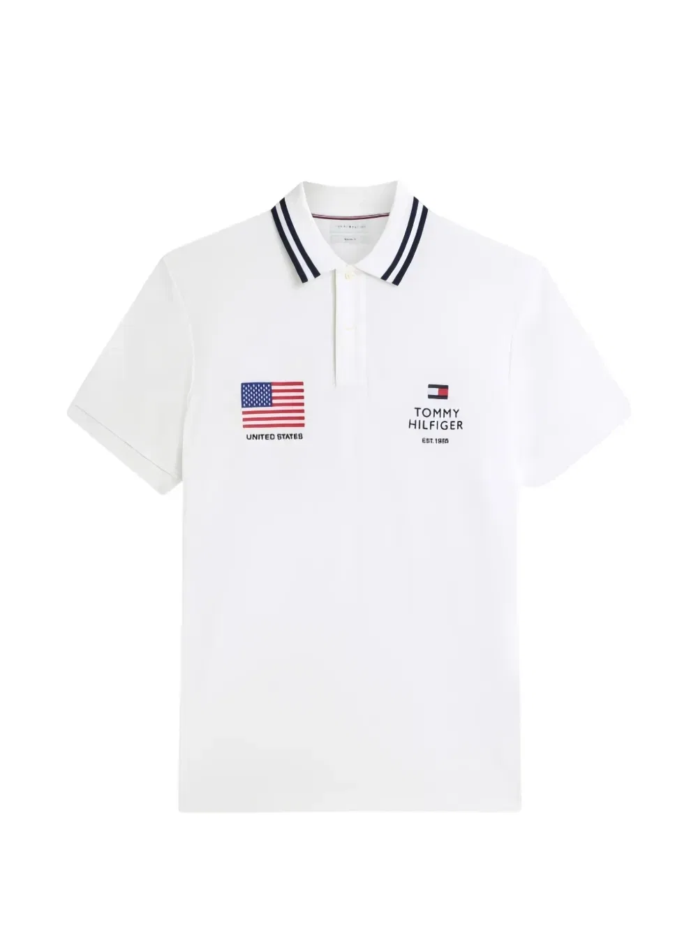 Поло с контрастными краями и вышитым логотипом Tommy Hilfiger, белый