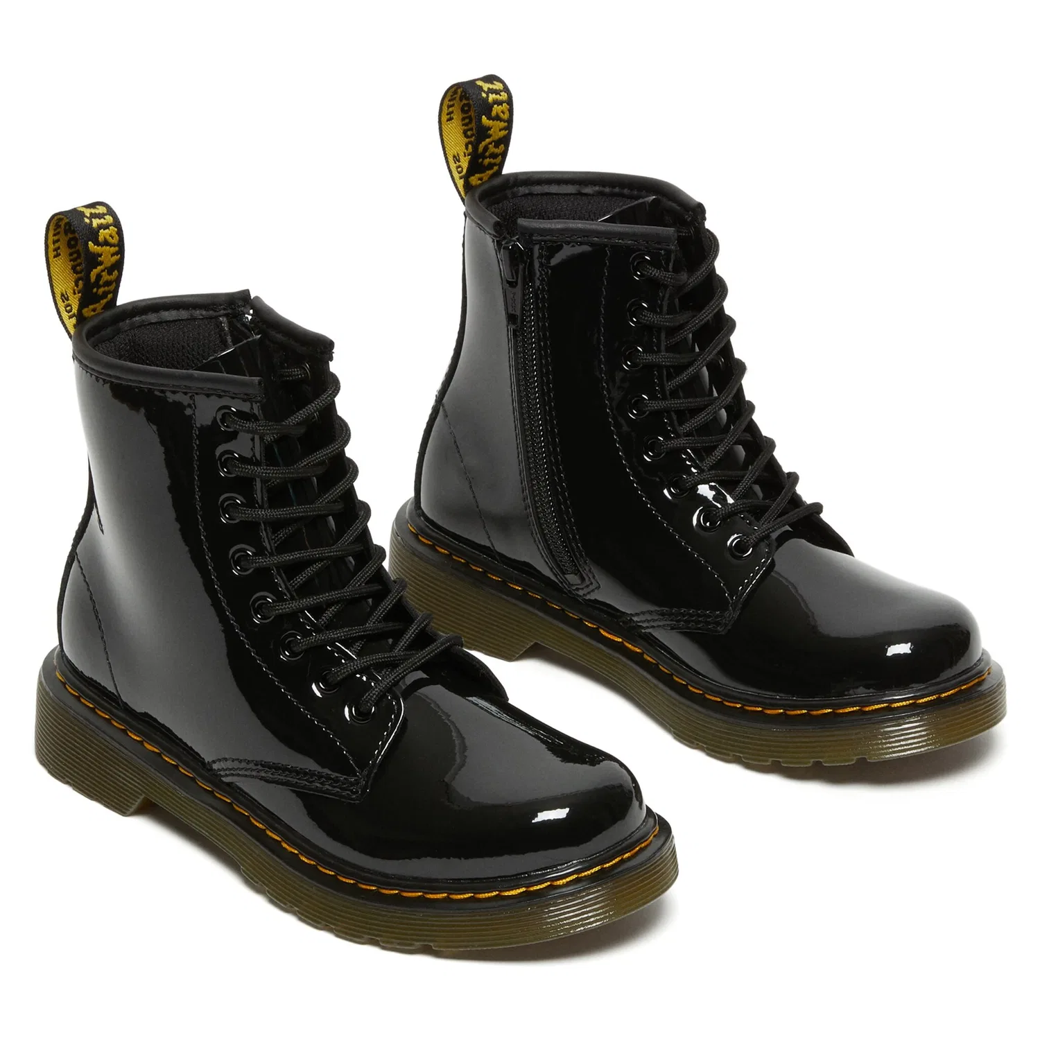 Детские ботинки Dr. Martens Junior 1460 на шнуровке, лакированная кожа, Black
