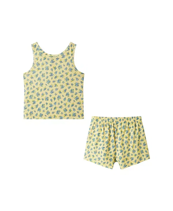Детский комплект для девочек с принтом Tank & Baggy Short Set Andy & Evan, Yellow Floral — фото 2