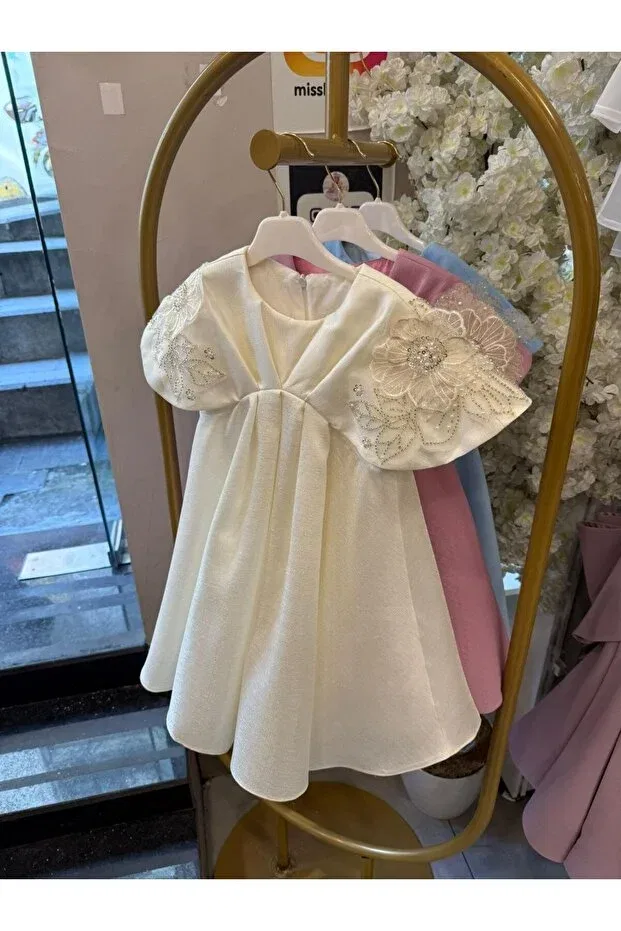 Детское платье с аппликацией Miss Lorin Kids, Ecru