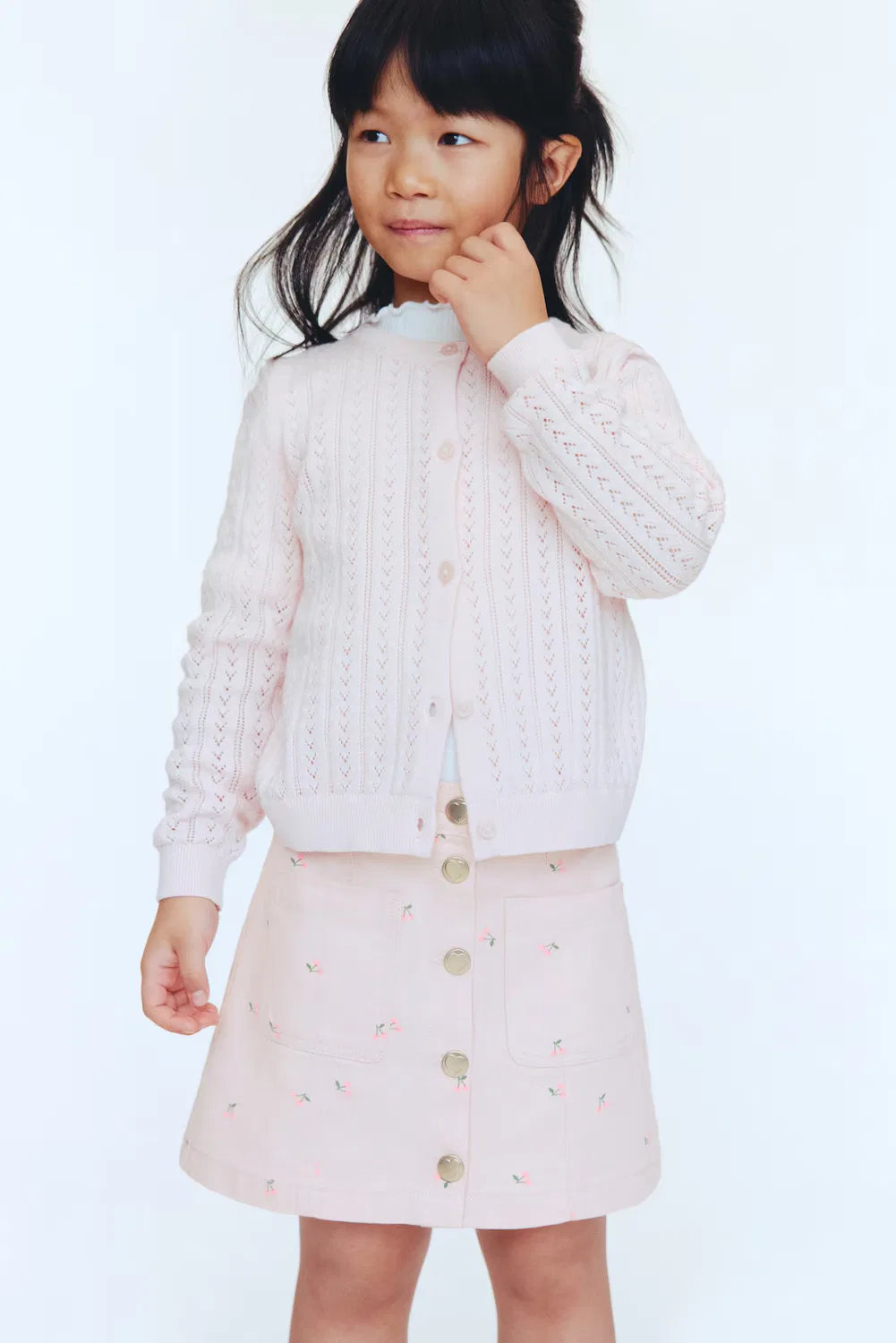 Юбка из хлопчатобумажной саржи H&M, Hellrosa/Kirschen