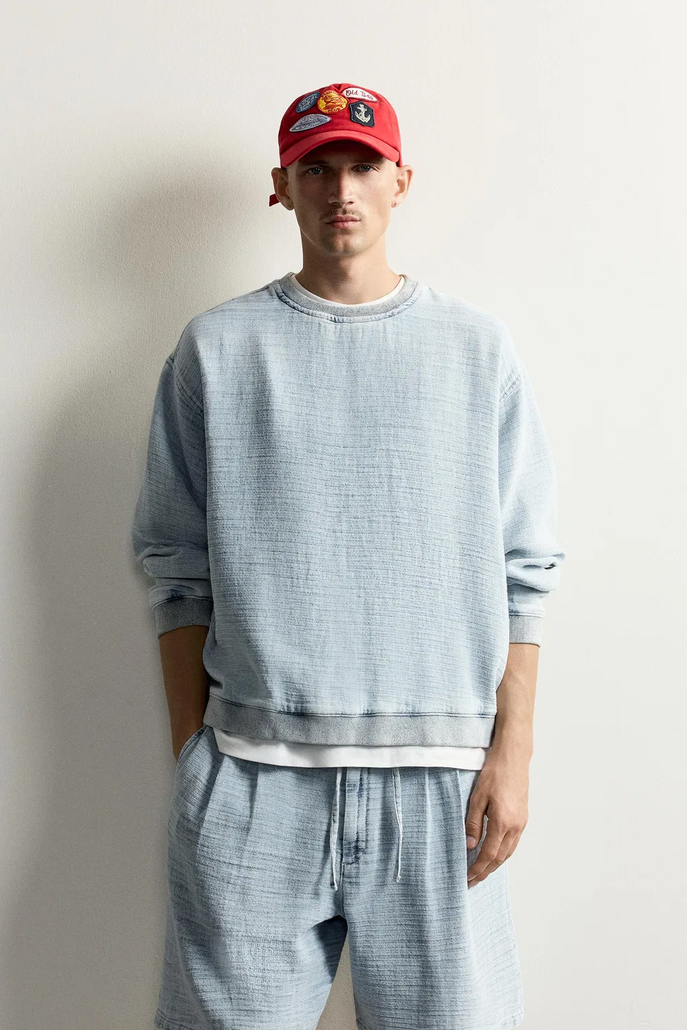 Мягкая, фактурная толстовка с эффектом потертости ZARA, Light blue — фото 2