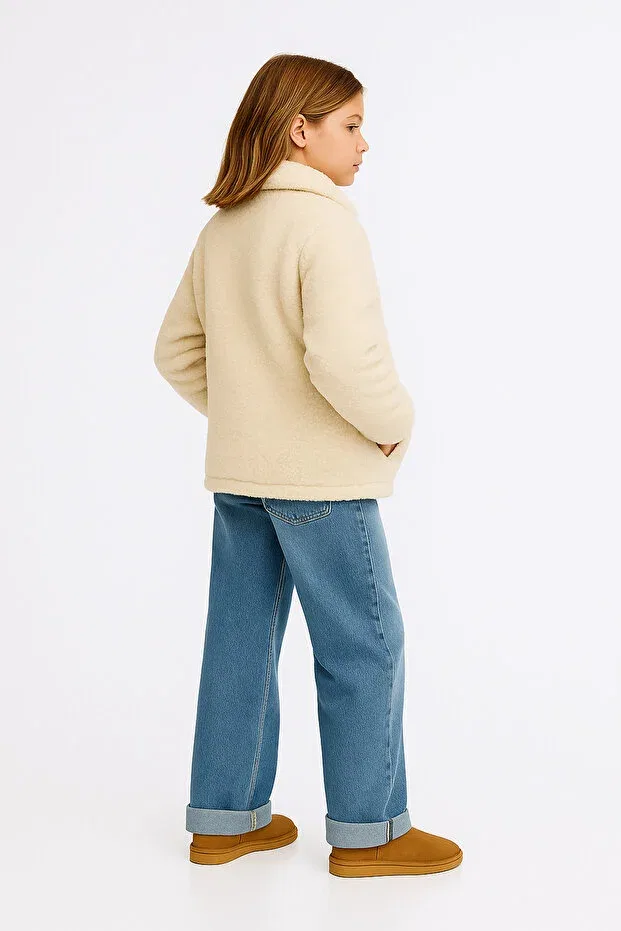 Детская куртка для девочек из плюша Plain Esila Kids, White — фото 4