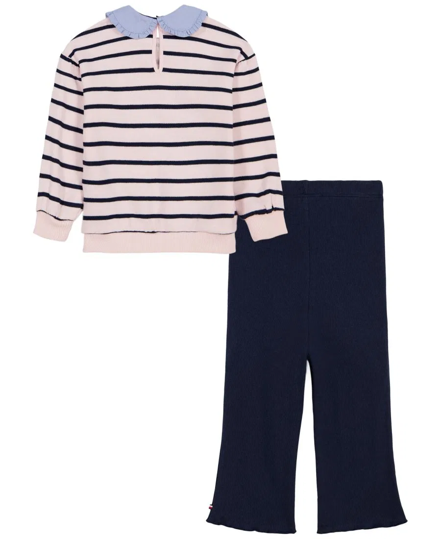 Детский комплект из топа и брюк с длинным рукавом, с принтом Tommy Hilfiger, Pink/Navy — фото 2