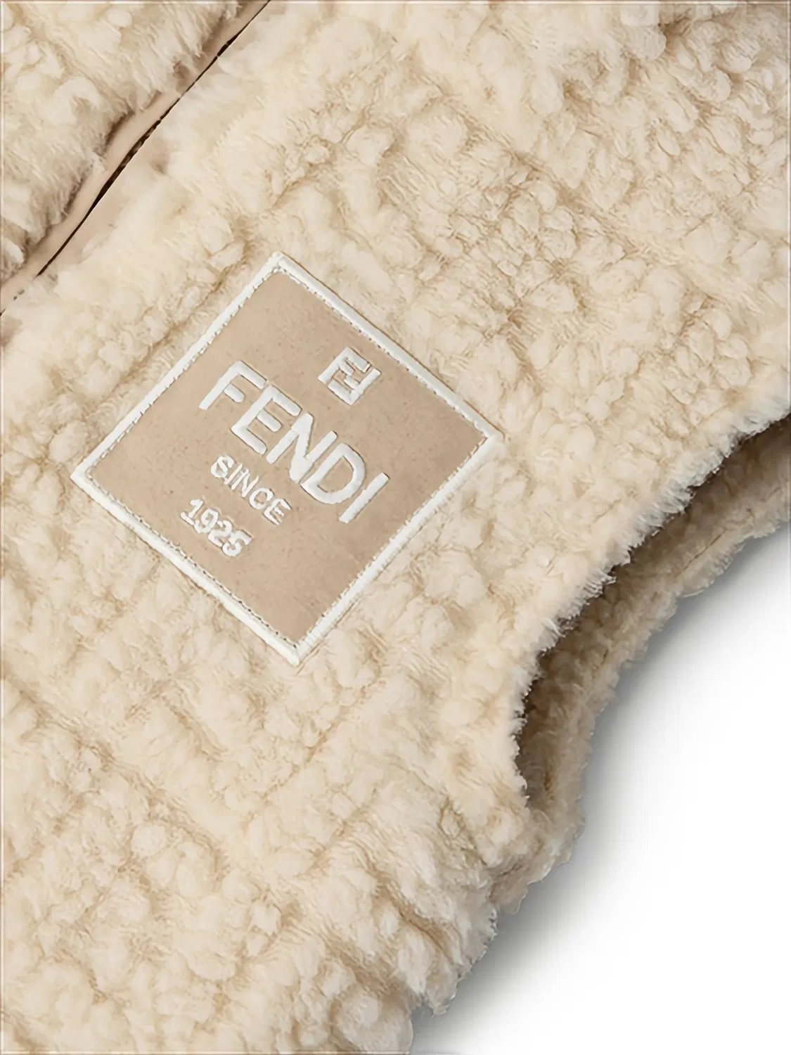 Жилет из овчины с узором FF FENDI, нейтральные — фото 2