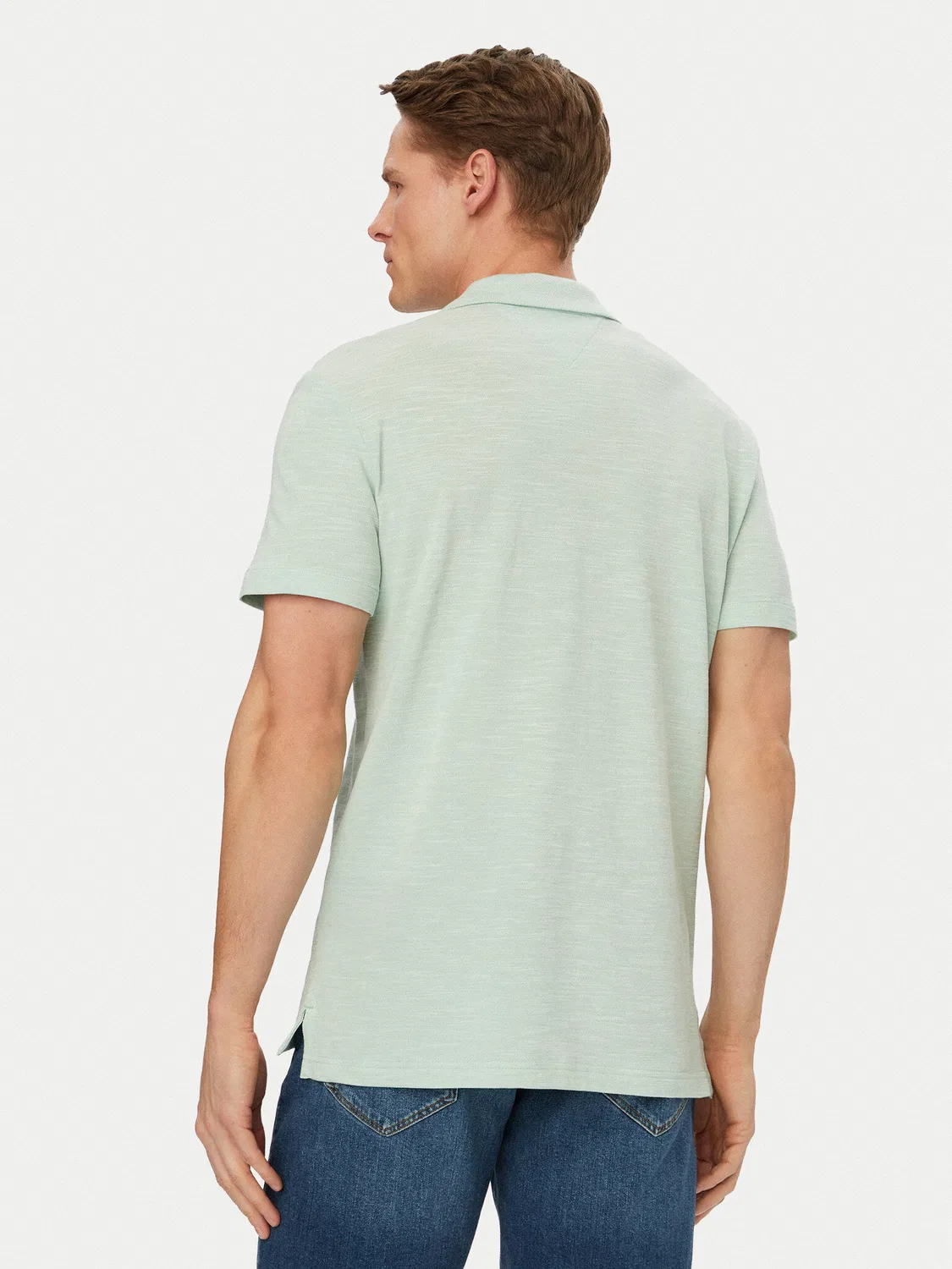 Мужское поло стандартного кроя Textured Oxford Pique Tommy Hilfiger, светло-зеленый — фото 3