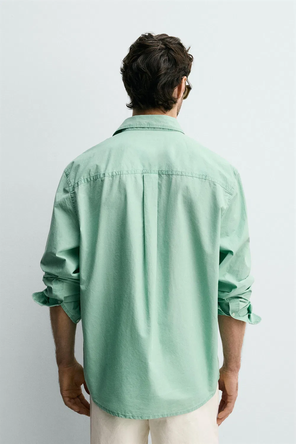 Выстиранная рубашка стандартного кроя ZARA, washed green — фото 3