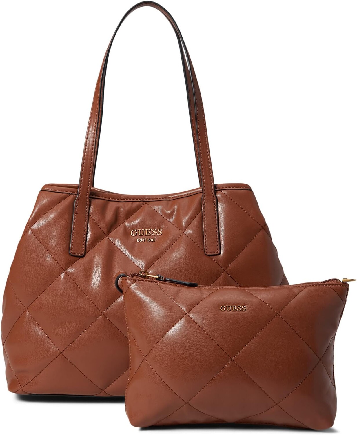 

Сумка GUESS Vikky Tote, коричневый