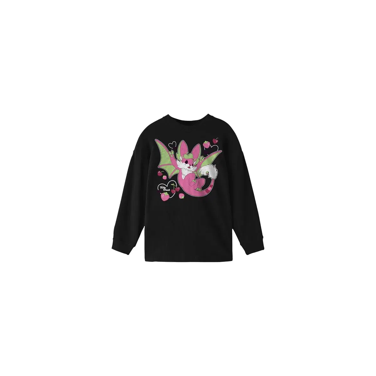 Женский свитшот с принтом Nocturii Dragon Fruit Bat Tasty Peach Studios, Black — фото 4