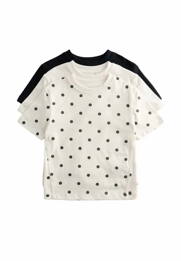 Футболка с принтом в горошек 3 Pack Polka Dot-print T-Shirt Marks & Spencer, Ivory Mix, слоновая кость