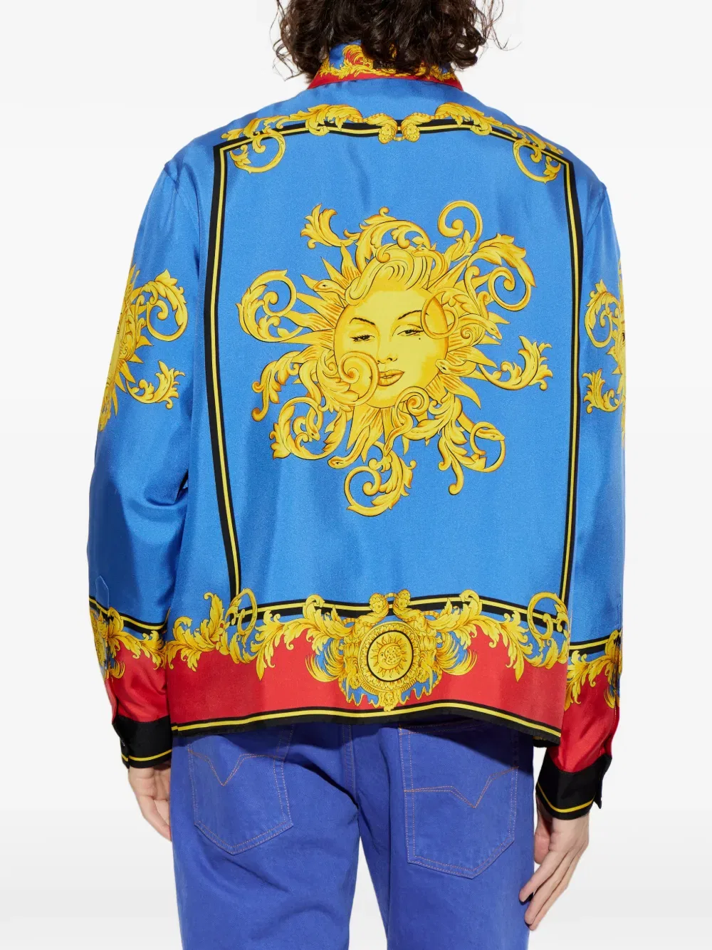 Шелковая рубашка Sun Versace, синий — фото 4