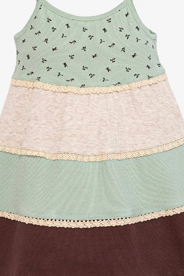 Детское платье на бретелях с цветочным принтом Divonette, Mint Green — фото 4