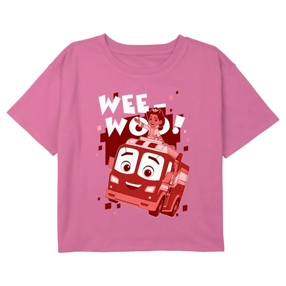 Детское укороченное платье-футболка с принтом Firebuds Wee Woo Bo and Flash Disney, Light Pink