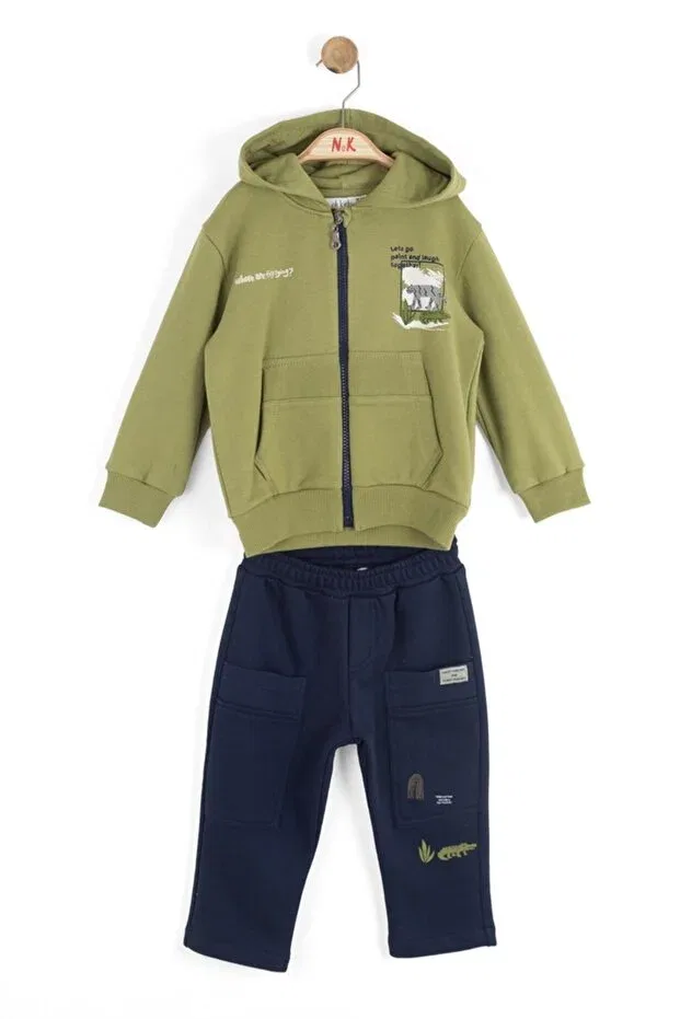 Детский комплект спортивного костюма с принтом Nk kids Elif Bebe, Green