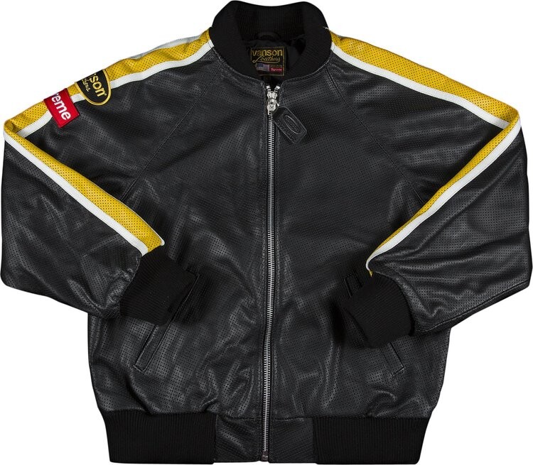 

Куртка Supreme x Vanson Leathers Perforated Bomber Jacket 'Black', черный