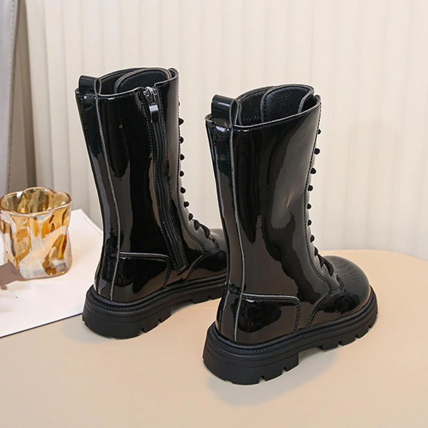 Детские ботинки для девочек с принтом, модель Girls Combat Boots, Black — фото 3