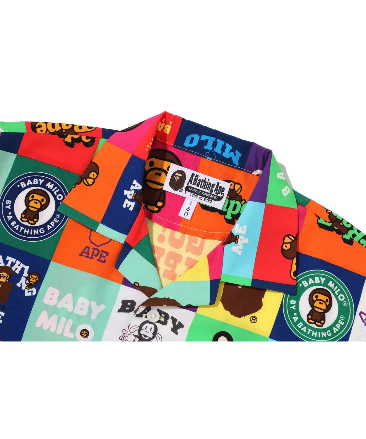 Детская рубашка с открытым воротником с принтом BABY MILO PATCHWORK A BATHING APE, Multi — фото 3