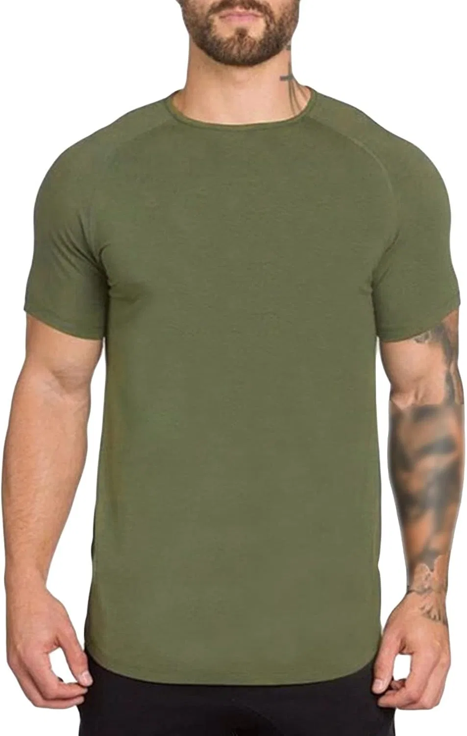 Мужская майка-борцовка облегающая для фитнеса, Army Green