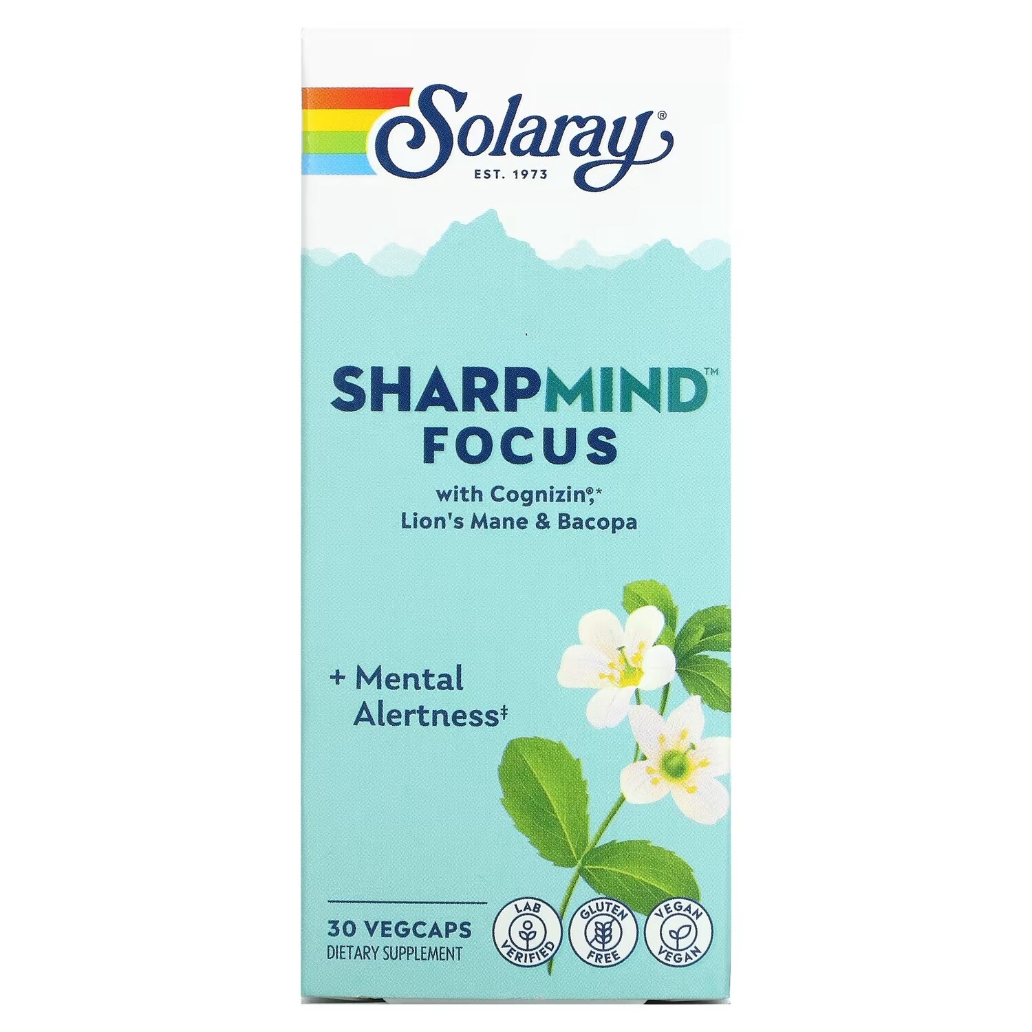 

Добавка Solaray SharpMind Focus, 30 растительных капсул