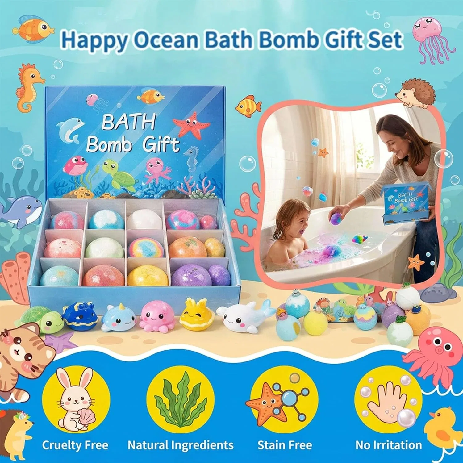 Бомбочки для ванны с игрушкой внутри, 6 шт, Pink Generisch — фото 4