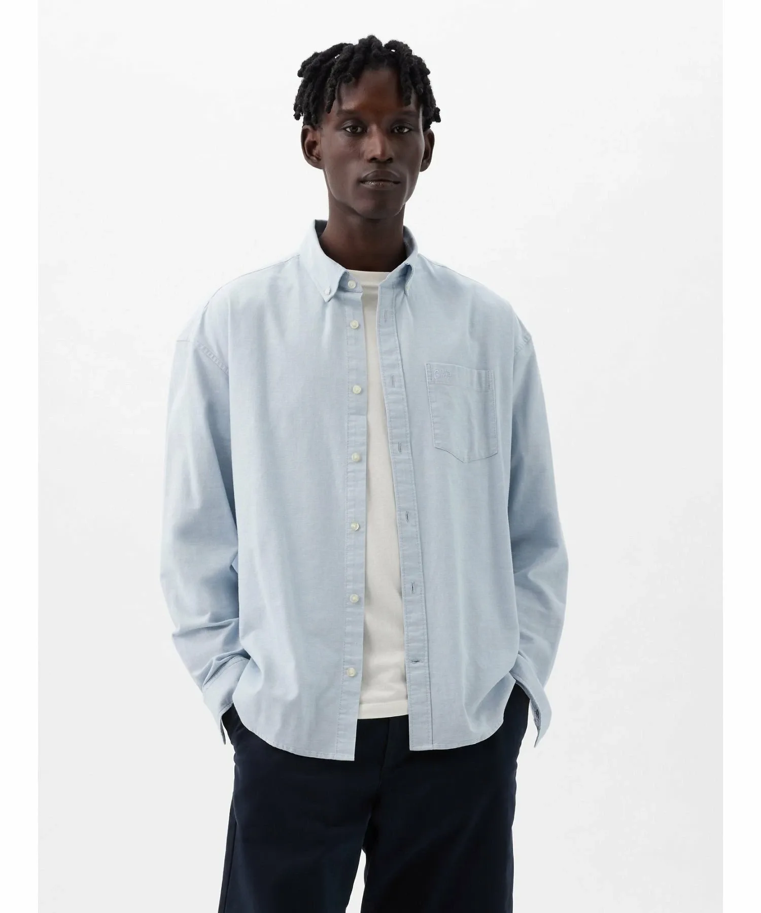 (U) Большая рубашка Оксфорда GAP, LIGHT_BLUE