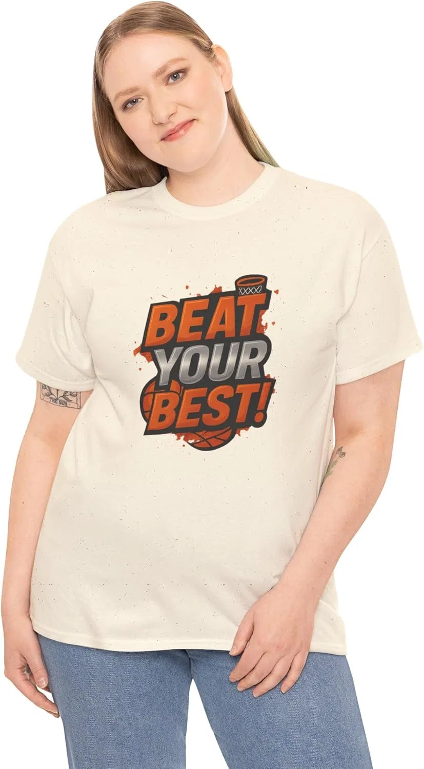 Футболка мотивационная Beat Your Best, Unisex Heavy Cotton Tee, цвет Natural — фото 4