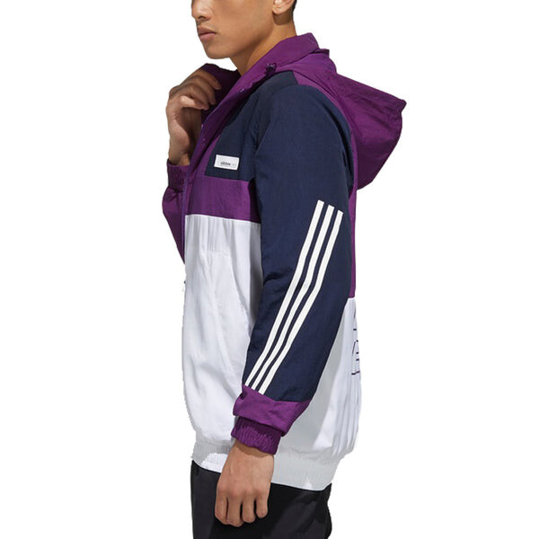 Куртка adidas neo M SS WRMLN WB Colorblock Sports Windbreaker Jacket White Purple, белый — фото 4