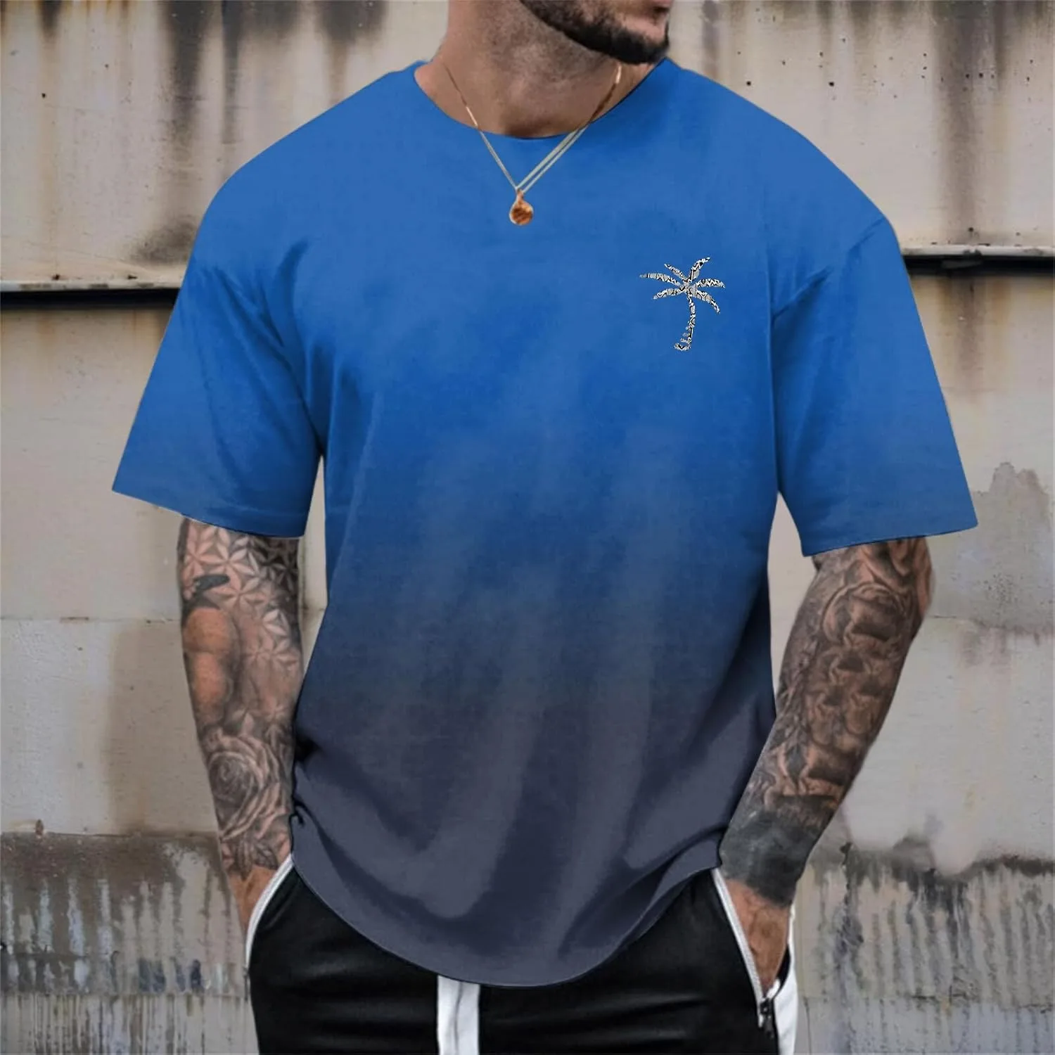 Футболка мужская Casual с принтом, круглый вырез, короткий рукав, Slim Fit — фото 3