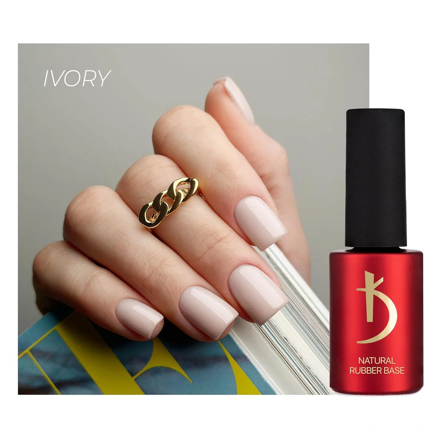 Каучуковая база K Professional Natural Rubber Base Gel Ivory 15 мл K, Ivory — фото 3