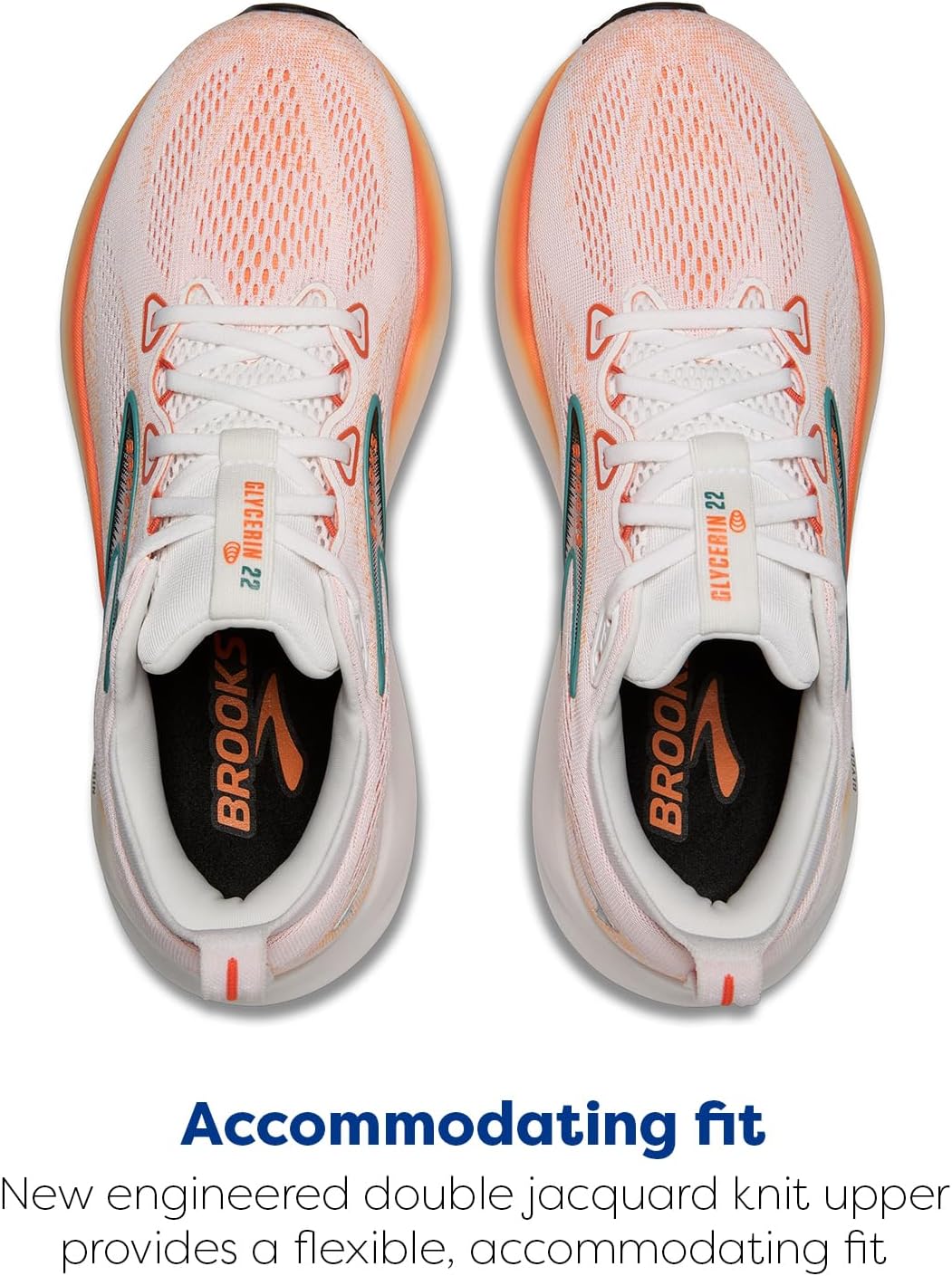 Мужские кроссовки Brooks Glycerin 22 нейтральной амортизации, белый/синий/оранжевый — фото 4