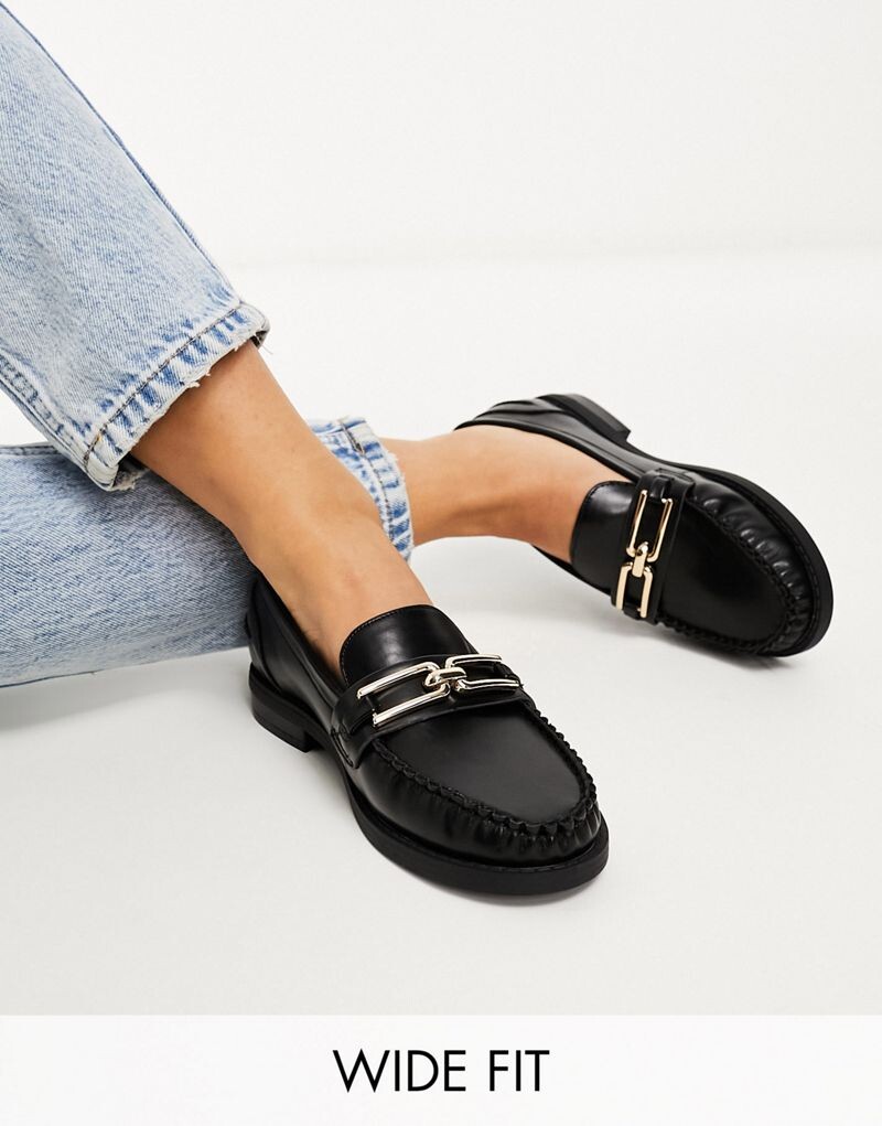 

Черные узкие лоферы с цепочкой ASOS DESIGN Wide Fit Melodic