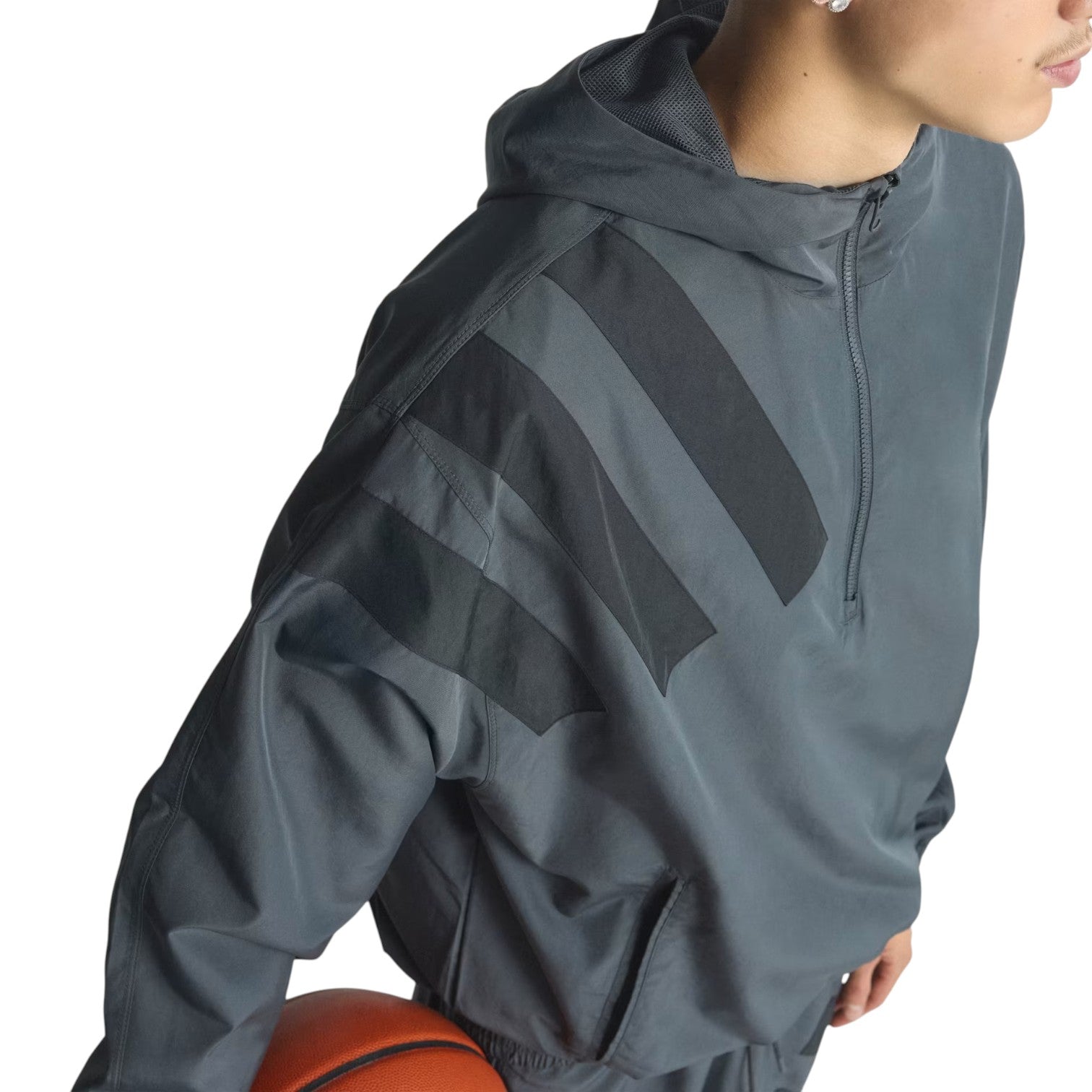Куртка adidas Anthony Edwards Anorak Pullover Jacket Asia Sizing 'Carbon' — фото 3