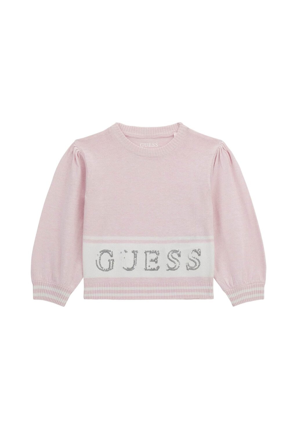 

Вязаный свитер LOGO PAILLETTEN Guess, розовый