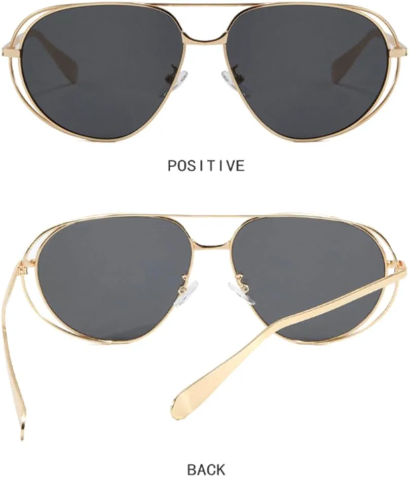 

Винтажные уникальные металлические солнцезащитные очки с двойной перемычкой для женщин и мужчин, защита от УФ-излучения UV400, в стиле панк TVTBBVV, Golden Dark Green