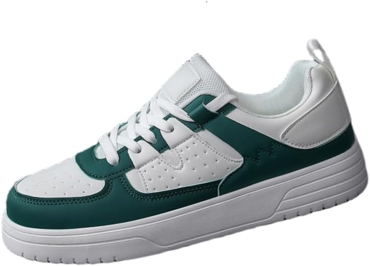 

Мужские низкие кеды для скейтборда - удобные повседневные кроссовки на шнуровке с противоскользящей подошвой для прогулок на открытом воздухе и повседневного стиля в любое время года Fusecottc, темно-зеленый