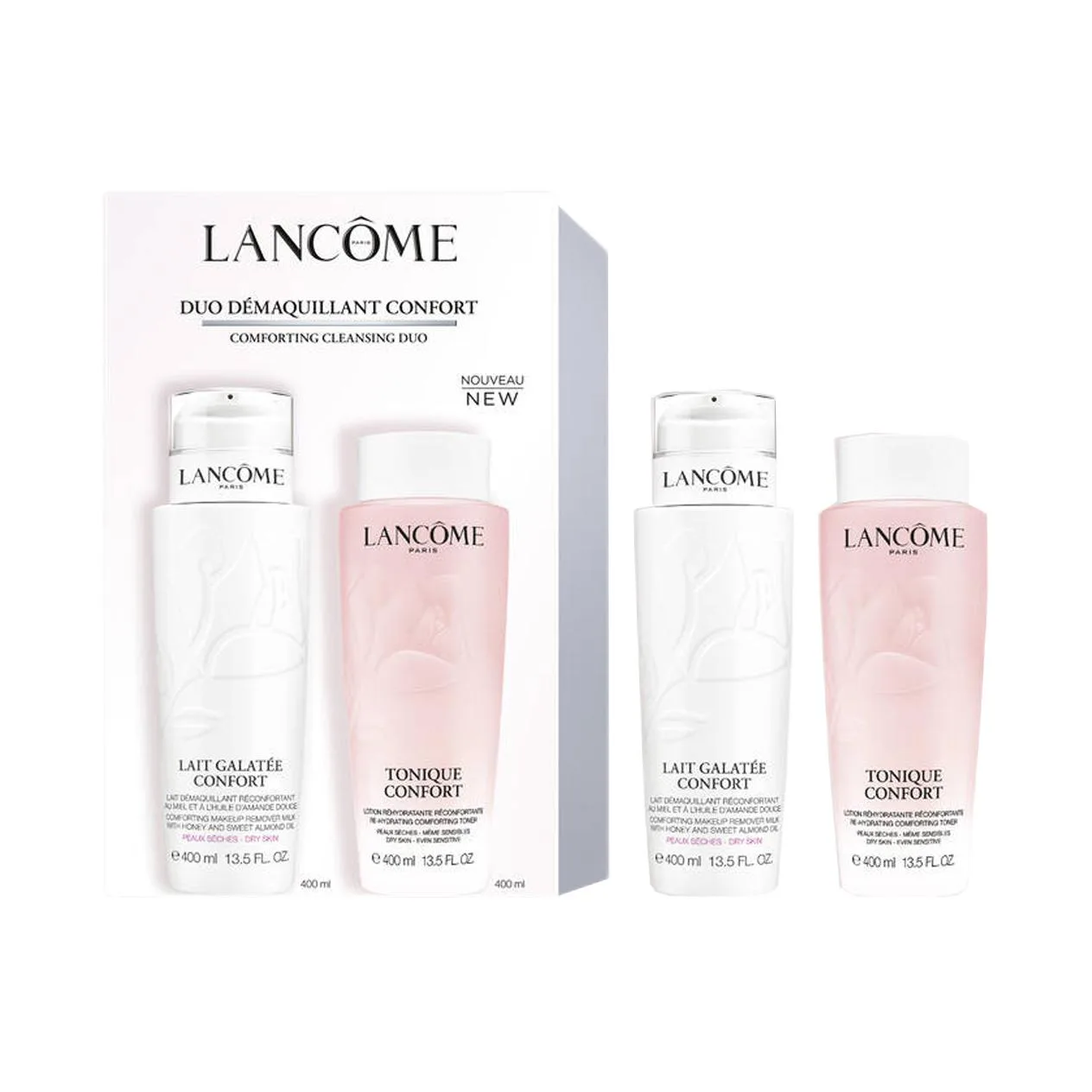 LANCOME Увлажняющий набор для ухода за кожей 400 мл + 400 мл, Two-Piece Set: Comfortable Toner 400ml+Gentle Makeup Removal 400ml