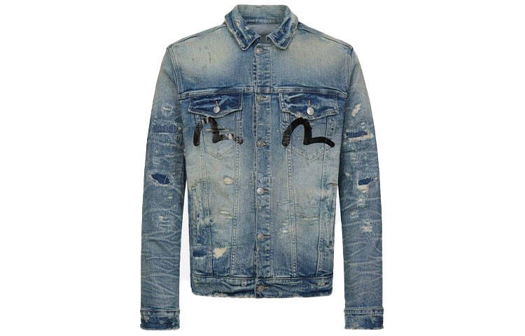 

Джинсовая куртка мужская джинсовая синяя Evisu, синий