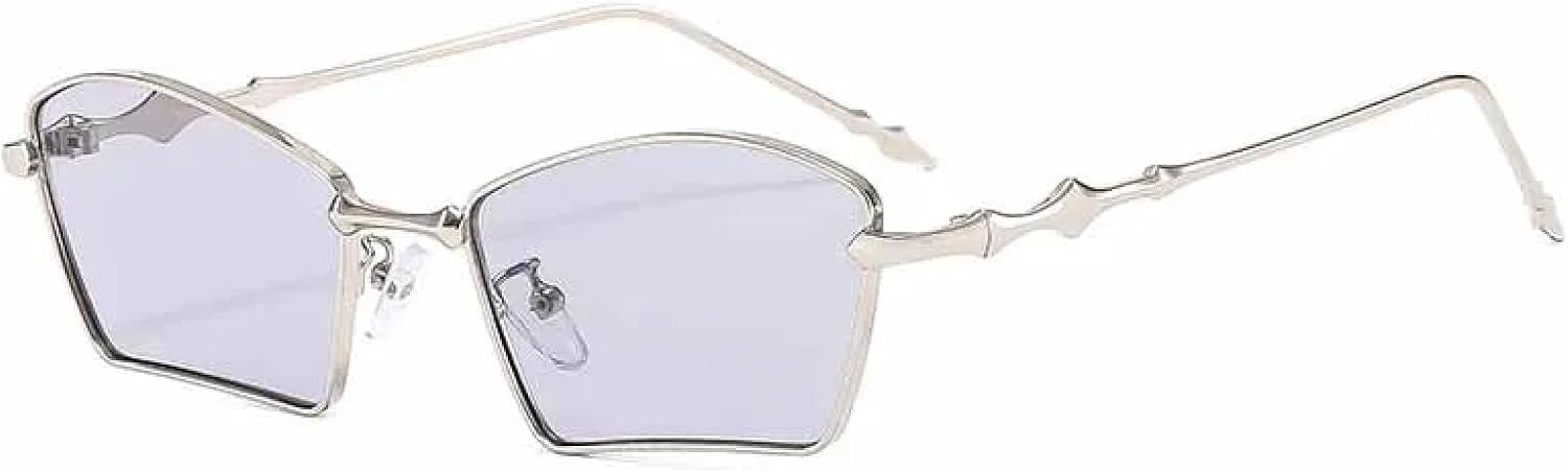 

Ретро-солнцезащитные очки неправильной формы, высококачественные, для женщин и мужчин, модные, в металлической оправе, в стиле панк, для путешествий, с защитой от УФ-излучения UV400 TKKTLLT, Silver Light Gray