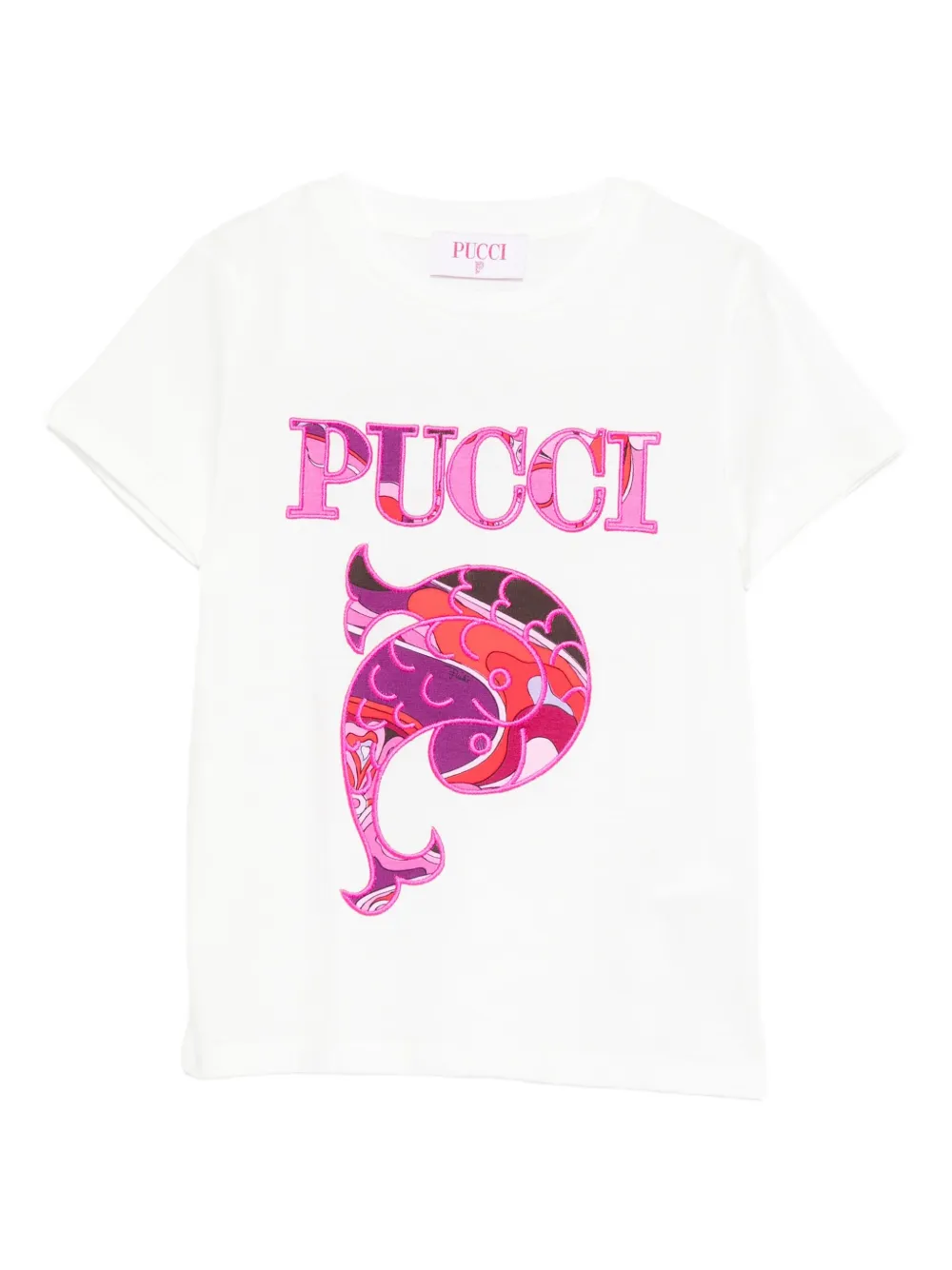 

Футболка с вышитым логотипом PUCCI Junior, белый