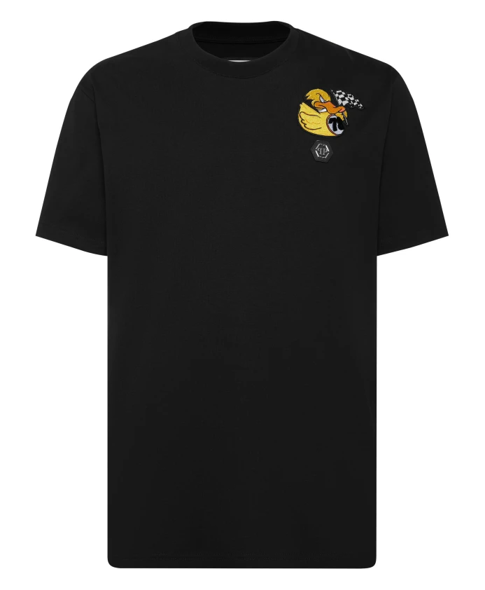 

Футболка с круглым вырезом и утиным воротником Philipp Plein, черный