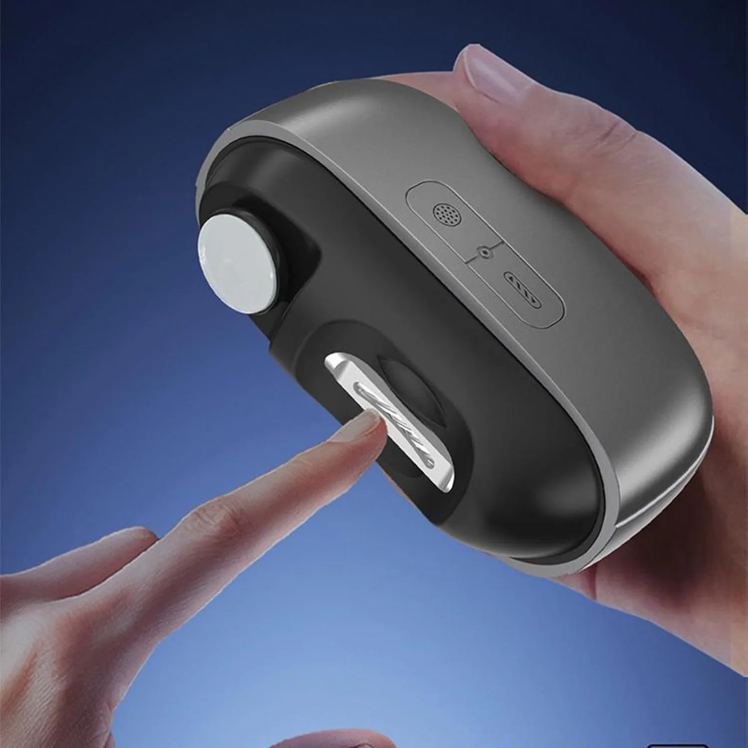 Автоматические электрические кусачки для ногтей с LED-подсветкой Wjnflqn, Gray — фото 3